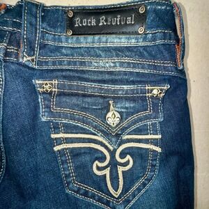 Rock Revival Gwen Easy Boot Jeans Women's Size 31 Dark Wash Embellished